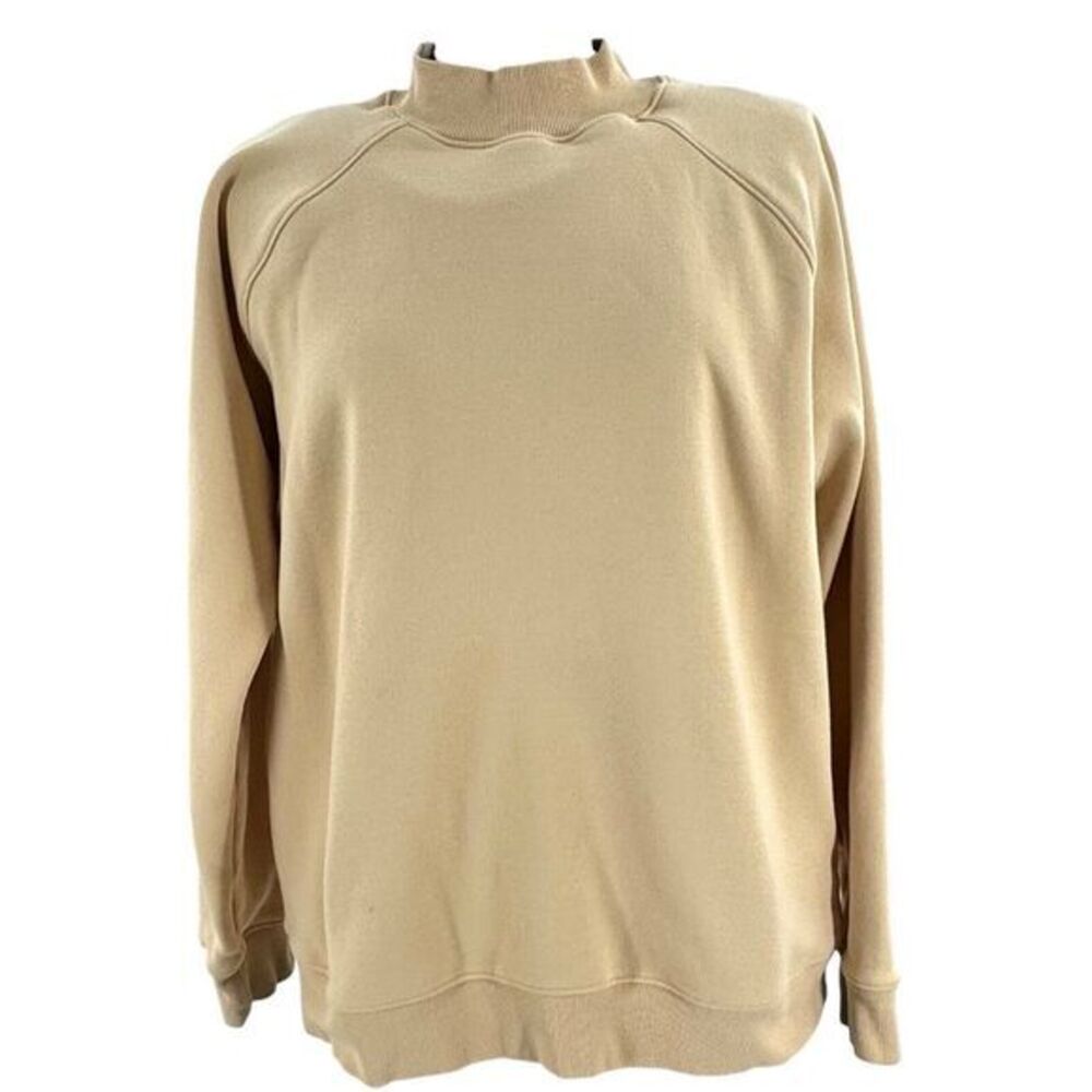 Fabletics Super Soft James Pullover Sweatshirt Lt Yellow/Tan Mock Neck Women's L